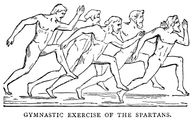 Ejercicio gimnástico de los espartanos, ilustración de La Historia Ilustrada del Mundo, c.1880 de English School