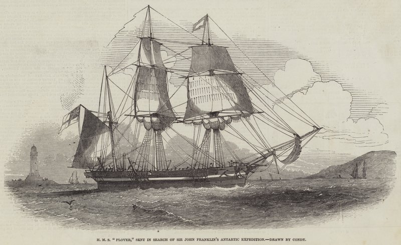 HMS "Plover," enviado en Búsqueda de la Expedición Ártica de Sir John Franklin (grabado) de English School