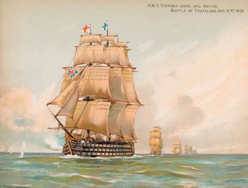 HMS Victoria en la Batalla de Trafalgar de English School