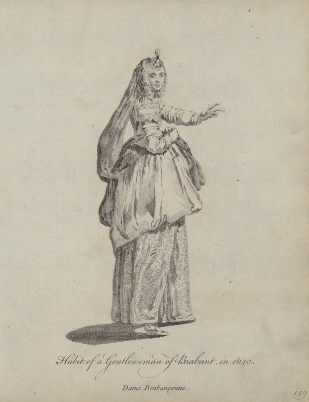 Traje de una Dama de Brabant en 1640 de English School