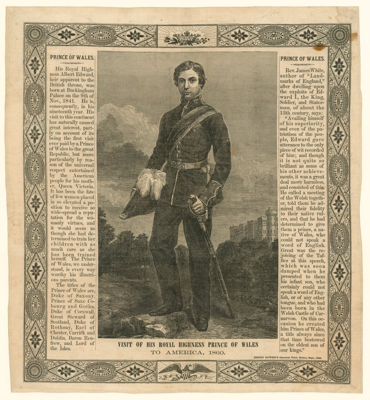 Pañuelo conmemorativo del viaje del Príncipe de Gales a América, 1860 de English School