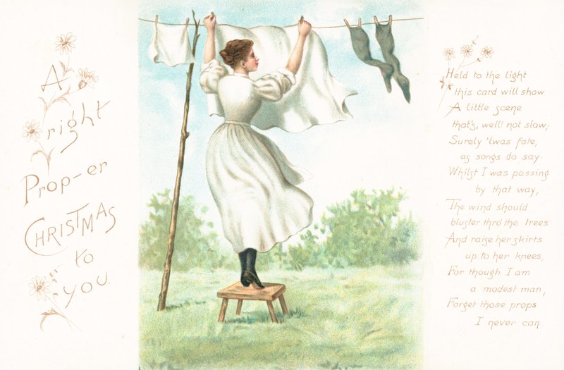 Tendiendo la ropa, tarjeta de Navidad de English School