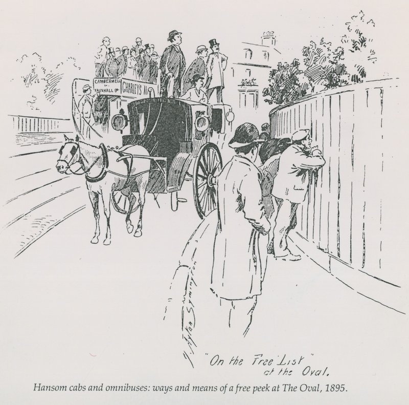 Coches de alquiler y ómnibus - formas y medios de una vista gratuita en The Oval, 1895 de English School