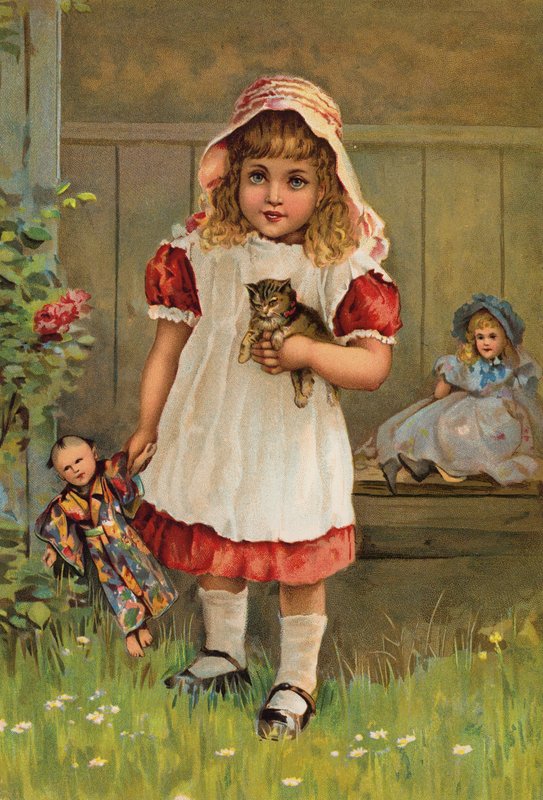Infancia feliz (litografía en color) de English School