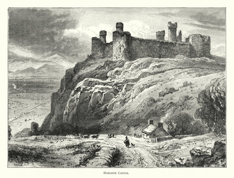 Castillo de Harlech (grabado) de English School