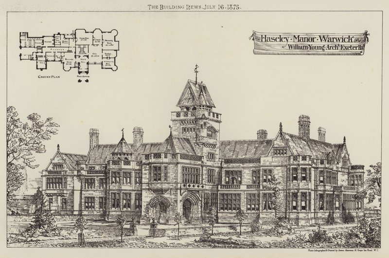 Haseley Manor, Warwick (grabado) de English School