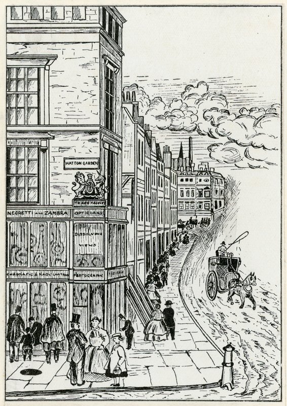 Hatton Garden y Holborn, 1866 de English School
