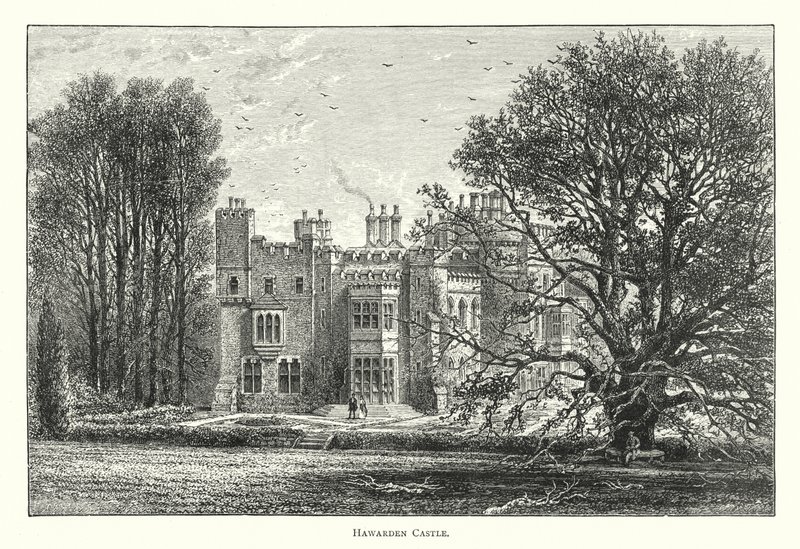 Castillo de Hawarden (grabado) de English School