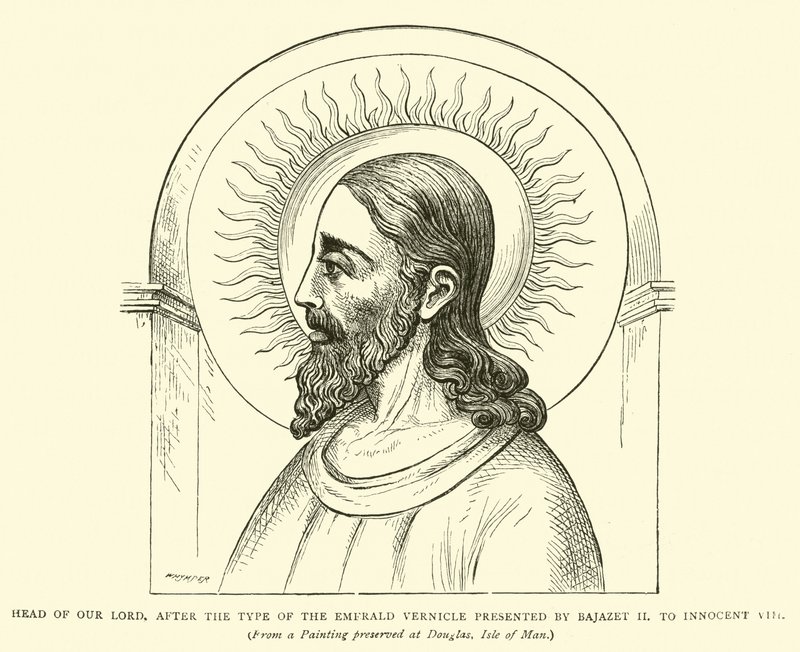 Cabeza de Nuestro Señor, según el tipo del Vernicle Esmeralda presentado por Bajazet II a Inocencio VIII de English School