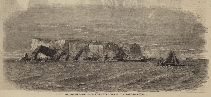 Heligoland, estación de reclutamiento de la Legión Extranjera (grabado) de English School