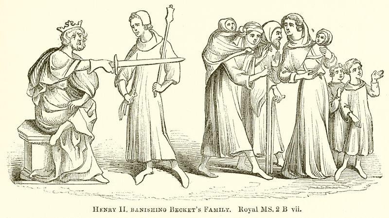 Enrique II desterrando a la familia de Becket de English School