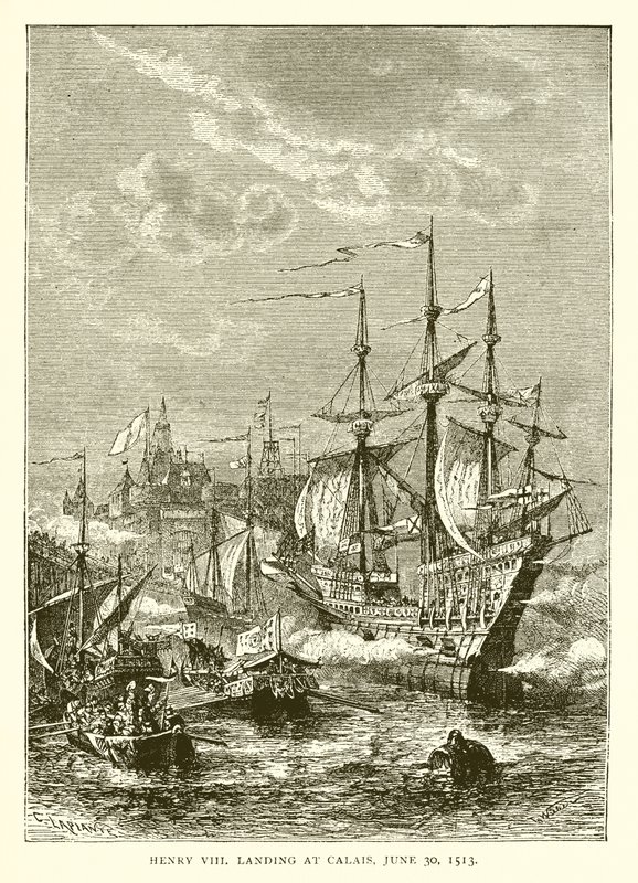 Enrique VIII Desembarcando en Calais, 30 de Junio de 1513 de English School