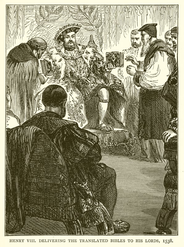 Enrique VIII entregando las Biblias Traducidas a sus Señores, 1538 de English School