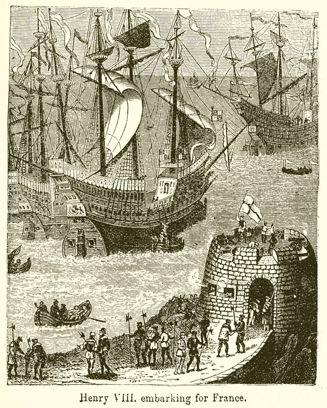 Enrique VIII embarcando hacia Francia de English School