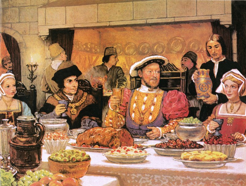 Enrique VIII con Sir Thomas More a su derecha de English School