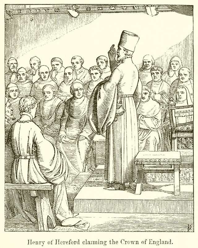Enrique de Hereford reclamando la corona de Inglaterra de English School