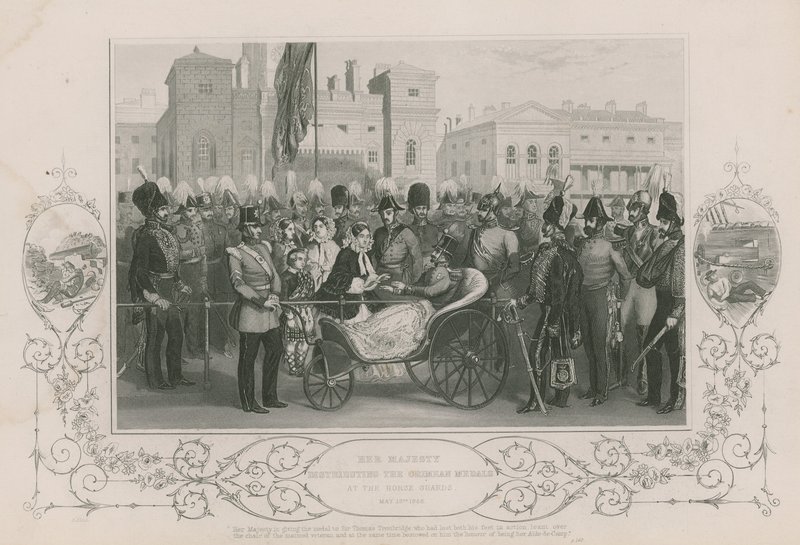 Su Majestad distribuyó las Medallas de Crimea en la Guardia Real, 18 de mayo de 1856 de English School