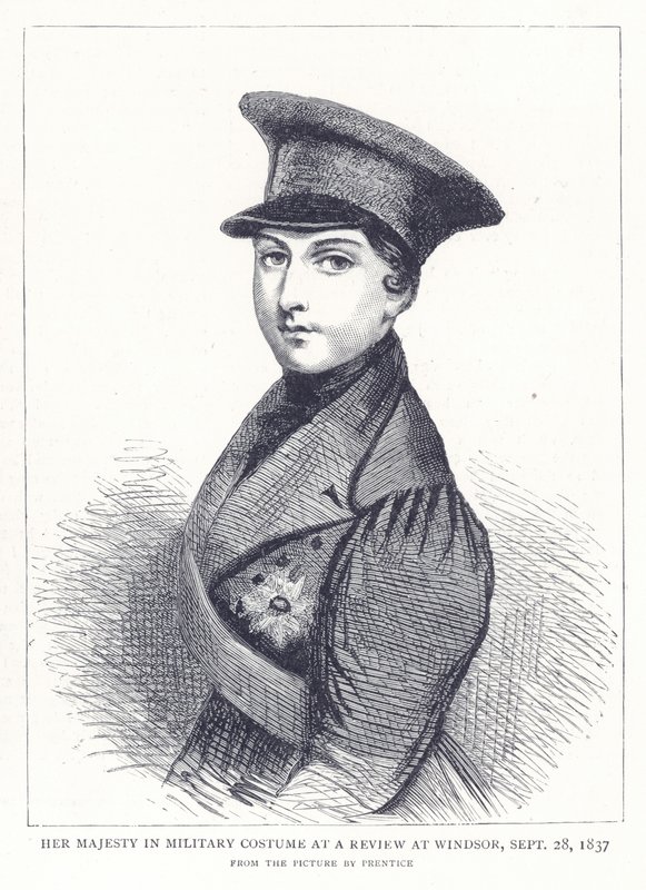 Su Majestad en traje militar en una revista en Windsor, 28 de septiembre de 1837 de English School