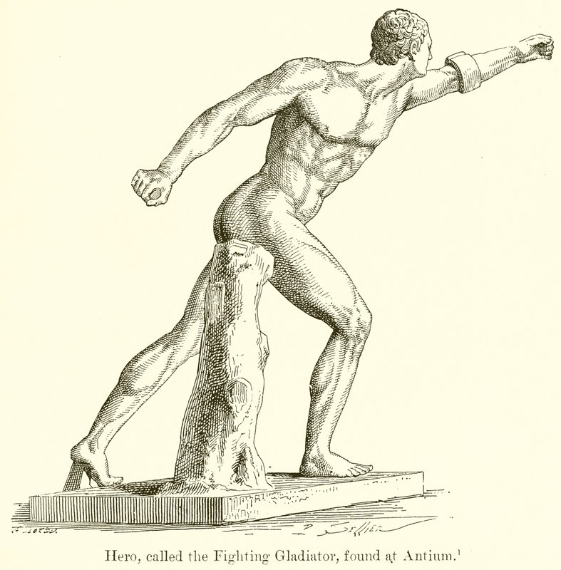 Héroe, llamado el Gladiador Luchador, encontrado en Antium de English School
