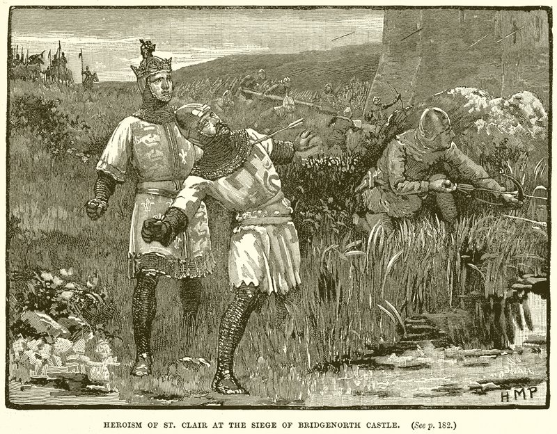 Heroísmo de St. Clair en el asedio del castillo de Bridgenorth de English School
