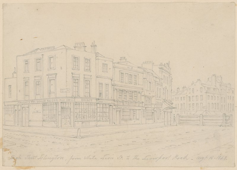 High Street Islington, desde White Lion Street hasta Liverpool Road, 16 de agosto de 1843 de English School