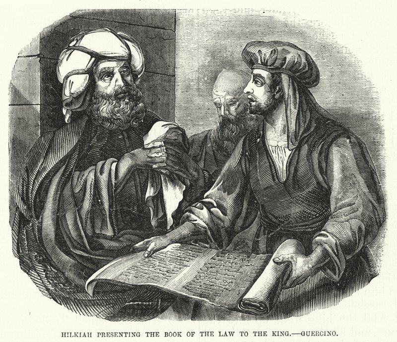 Hilkiah presentando el Libro de la Ley al Rey, Guercino de English School