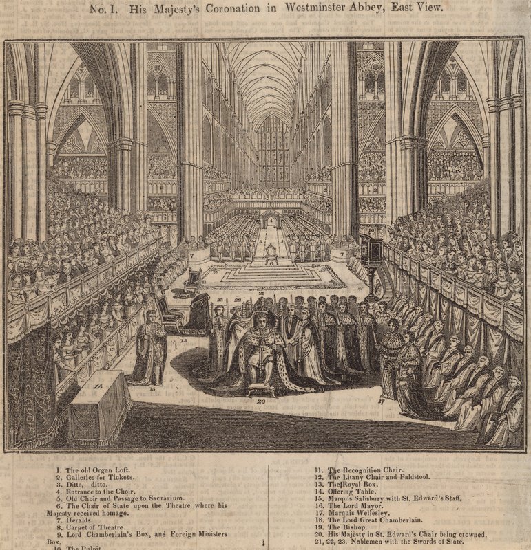 La Coronación de Su Majestad en la Abadía de Westminster, Vista Este de English School