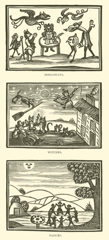Duendes, brujas, hadas (xilografía) de English School