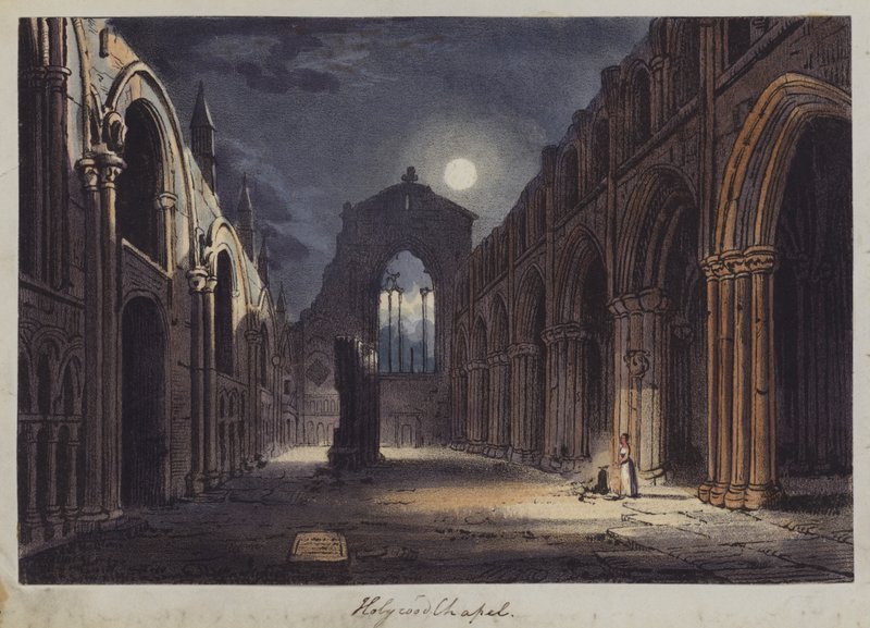 Capilla de Holyrood, Edimburgo (grabado en color) de English School
