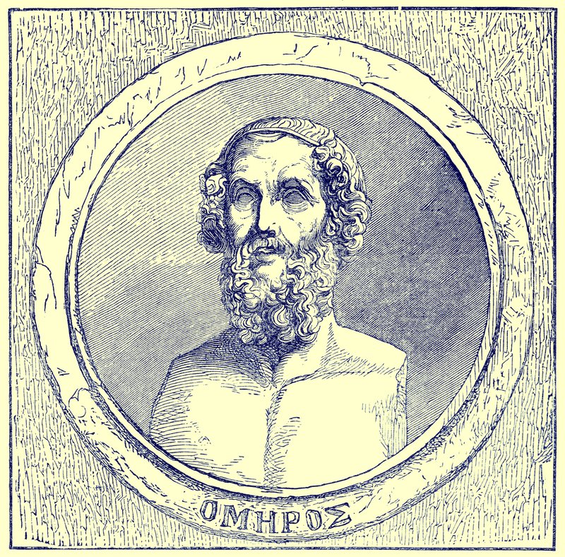 Homero, ilustración de The Illustrated History of the World, publicado c.1880 de English School