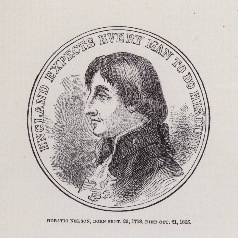 Horatio Nelson, nacido el 29 de septiembre de 1758, fallecido el 21 de octubre de 1805 (grabado) de English School
