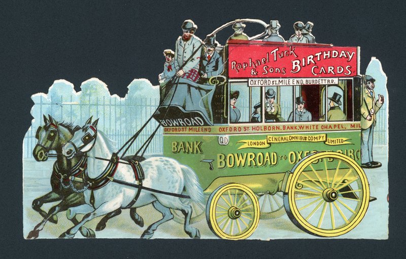 Autobús de Londres tirado por caballos de English School