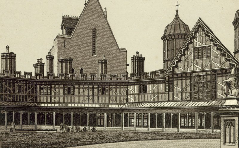 Claustros de la Herradura, Castillo de Windsor (litografía) de English School