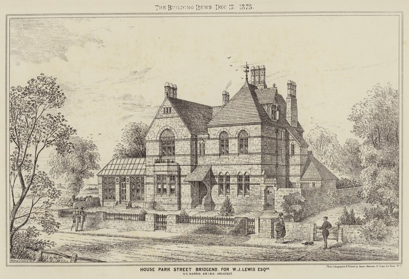 Casa en Park Street Bridgend, para el Sr. W J Lewis (grabado) de English School