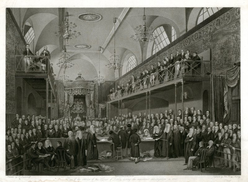 Casa de los Lores durante la importante investigación en 1820 de English School