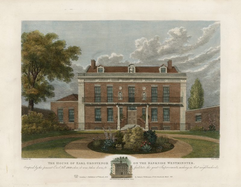 Casa del Conde Grosvenor en Bankside, Westminster. Derribada en 1809 de English School