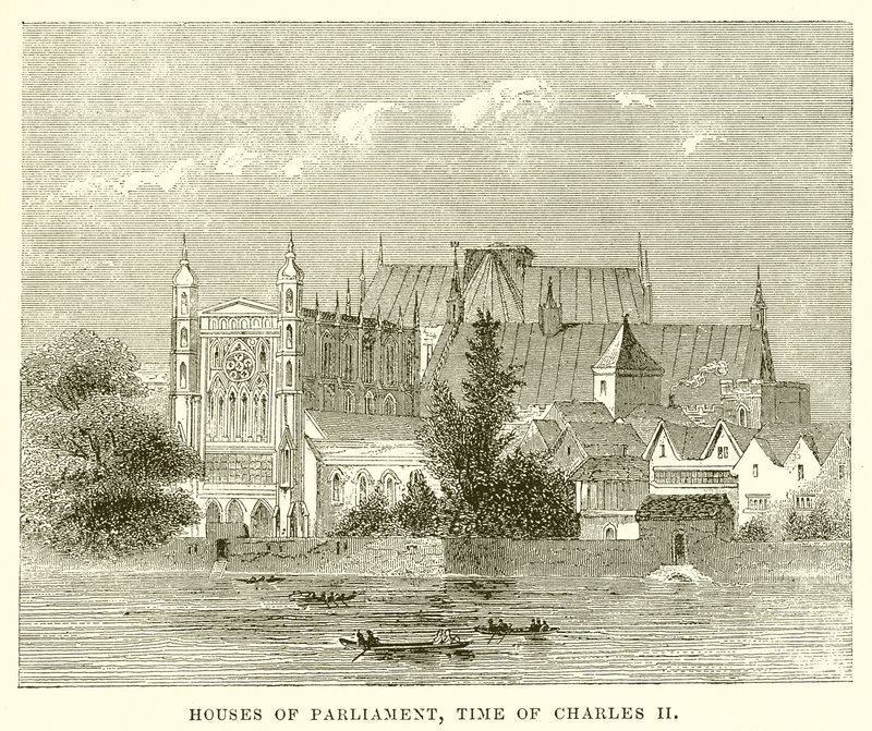 Casas del Parlamento, época de Carlos II de English School