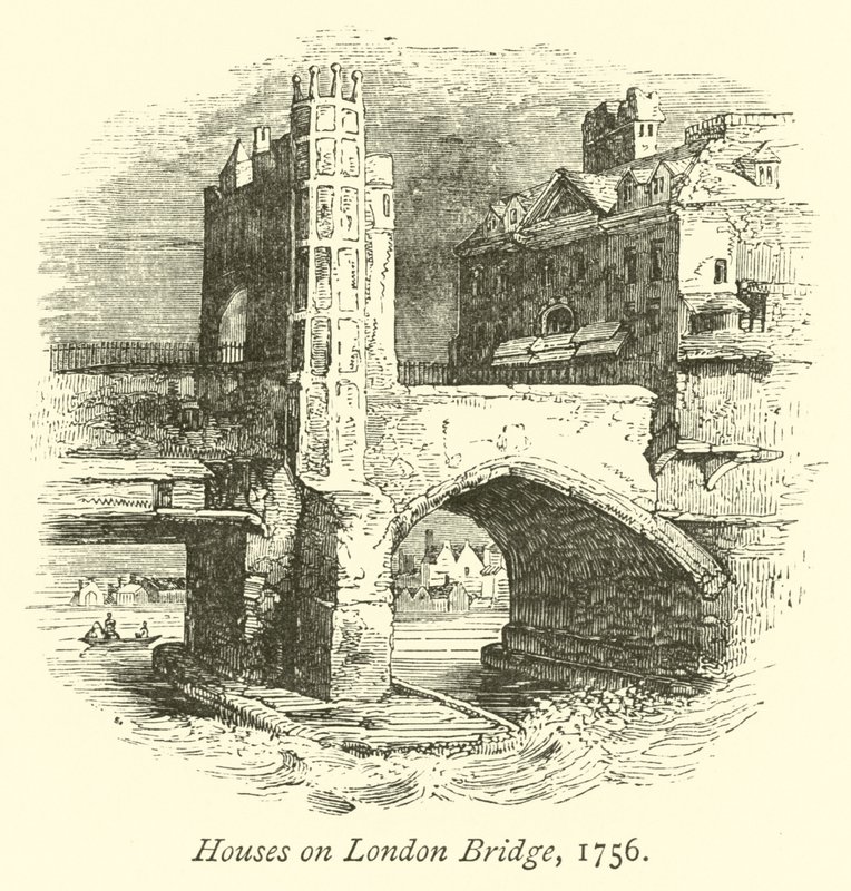 Casas en el Puente de Londres, 1756 de English School