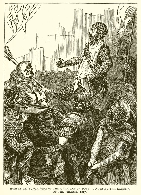 Hubert de Burgh instando a la guarnición de Dover a resistir el desembarco de los franceses, 1217 de English School
