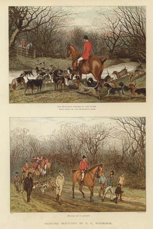 Bocetos de caza por G L Harrison de English School