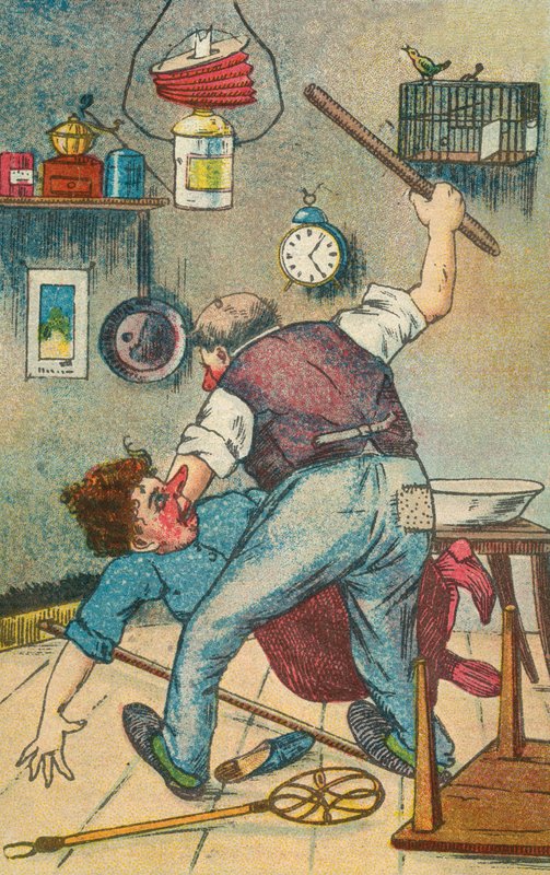 Marido golpeando a su esposa de English School