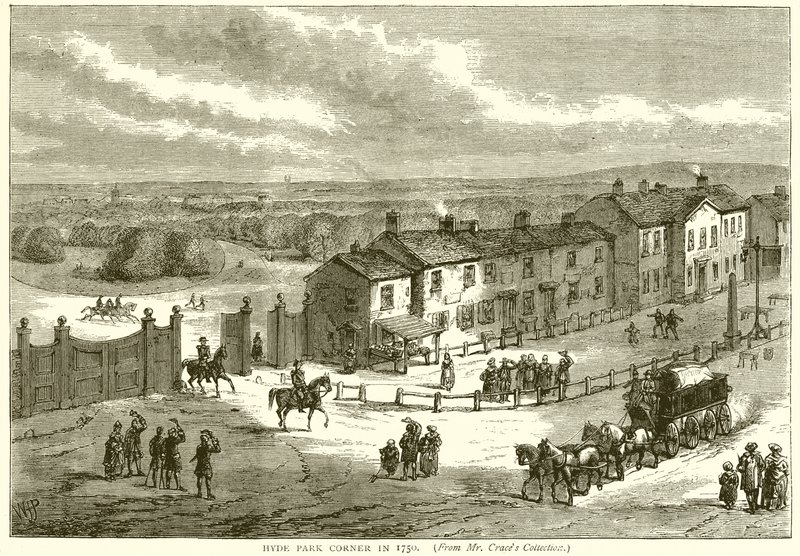 Hyde Park Corner en 1750 de English School