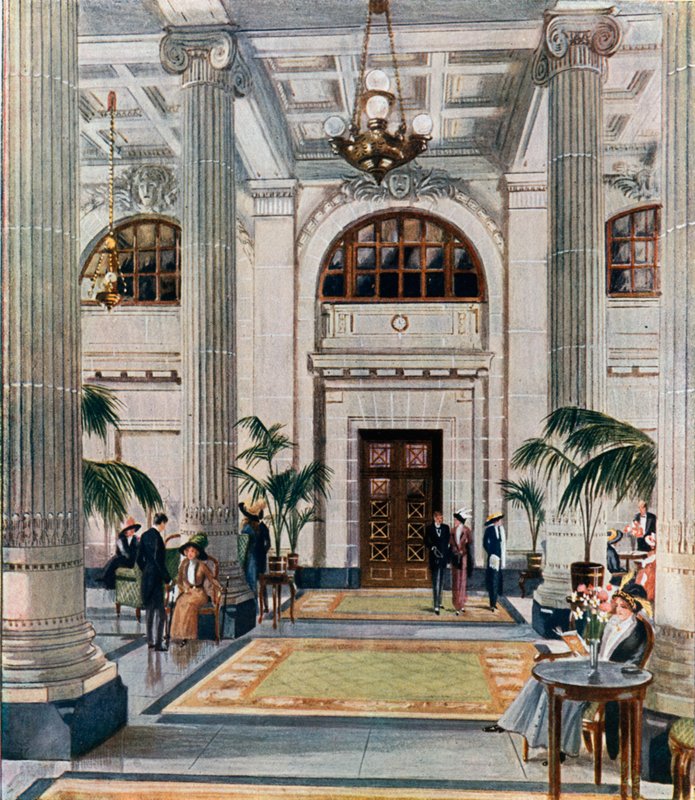 Sala hipóstila del Nuevo Midland Adelphi Hotel, Liverpool de English School