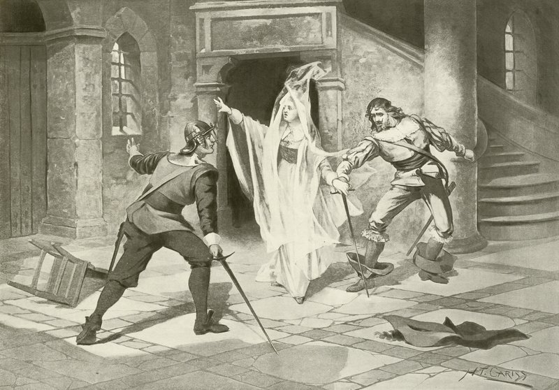 I Puritani, Acto I escena v (grabado) de English School