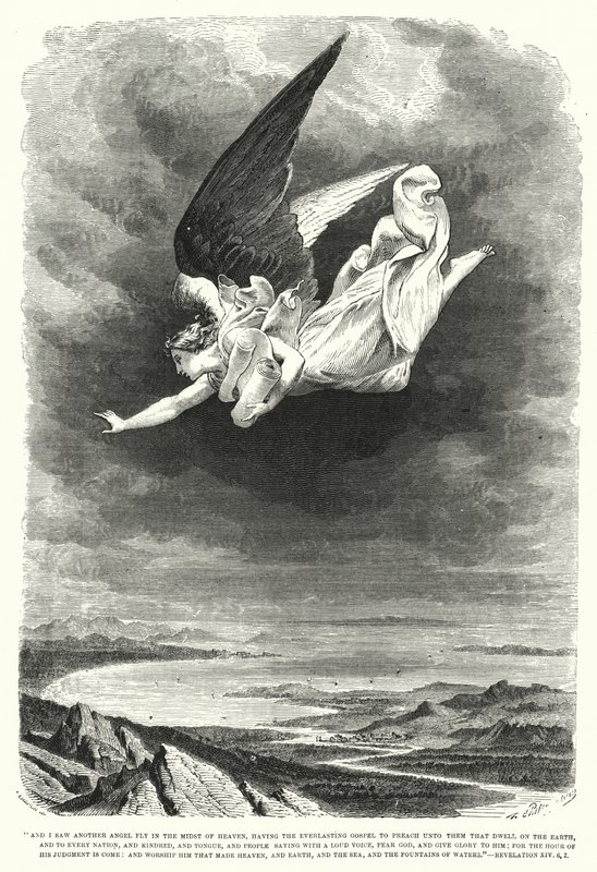 Vi volar a otro ángel en medio del cielo, Apocalipsis XIV, 6, 7 de English School