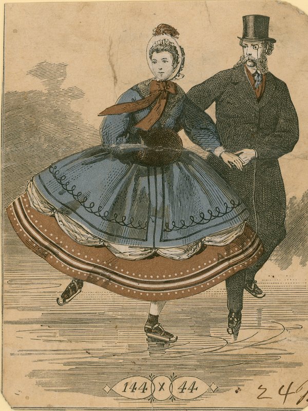 Pareja patinando sobre hielo de English School