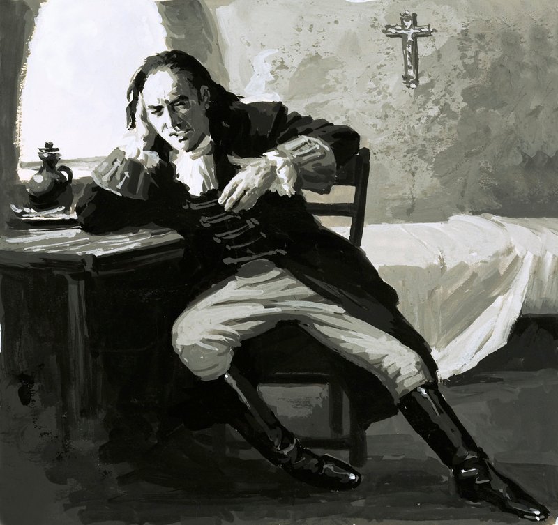 La enfermedad finalmente alcanzó a Pedro el Grande (gouache sobre papel) de English School