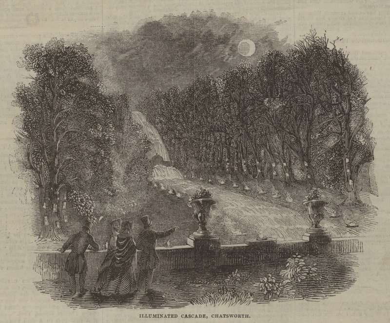 Cascada iluminada, Chatsworth de English School
