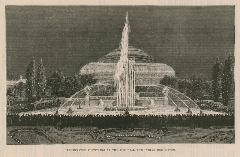 Fuentes iluminadas en la Exposición Colonial e India de English School