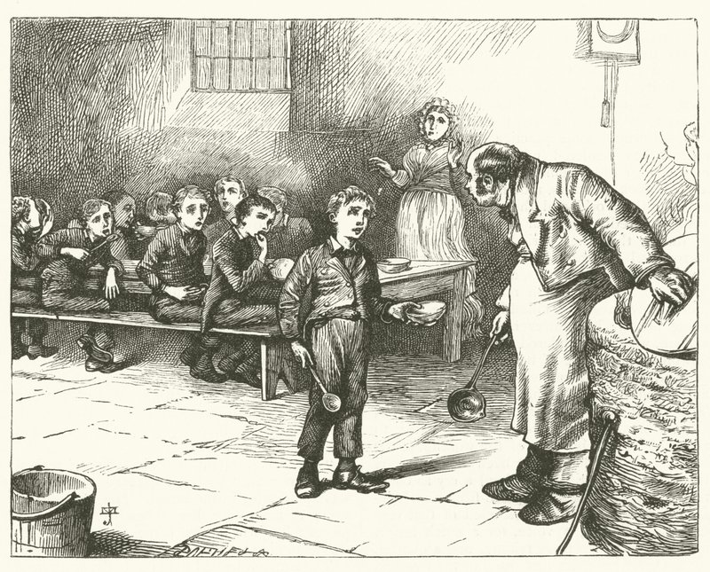 Ilustración para Oliver Twist (grabado) de English School